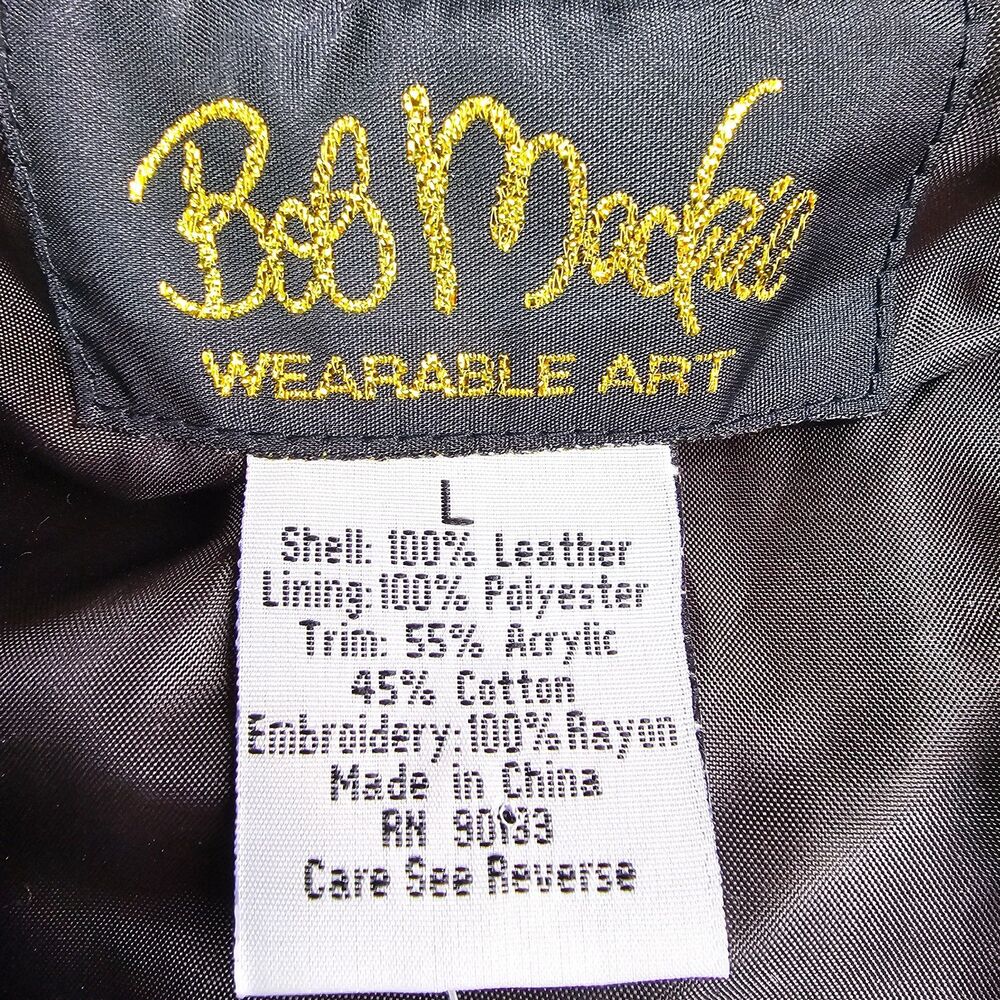 Bob Mackie Wearable Art Leather Knit Embroidered Zip Jacket L NWT Vintage - Picture 7 of 15